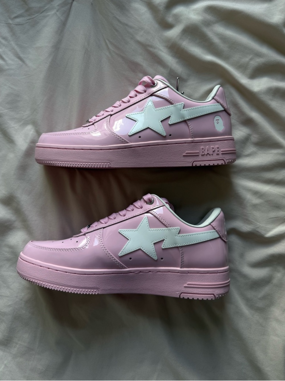 Bape Patent Pink Low-Top Sneakers - Bubblegum Pink